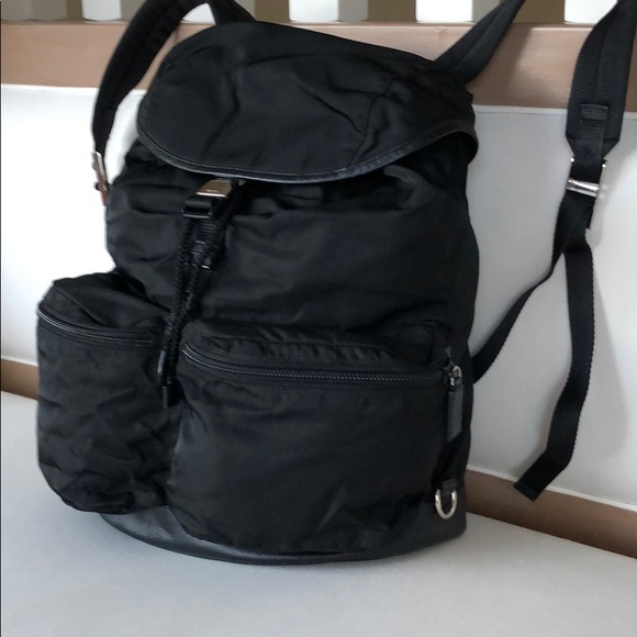Prada V164 Unisex Nero Nylon / Leather Backpack main image 4